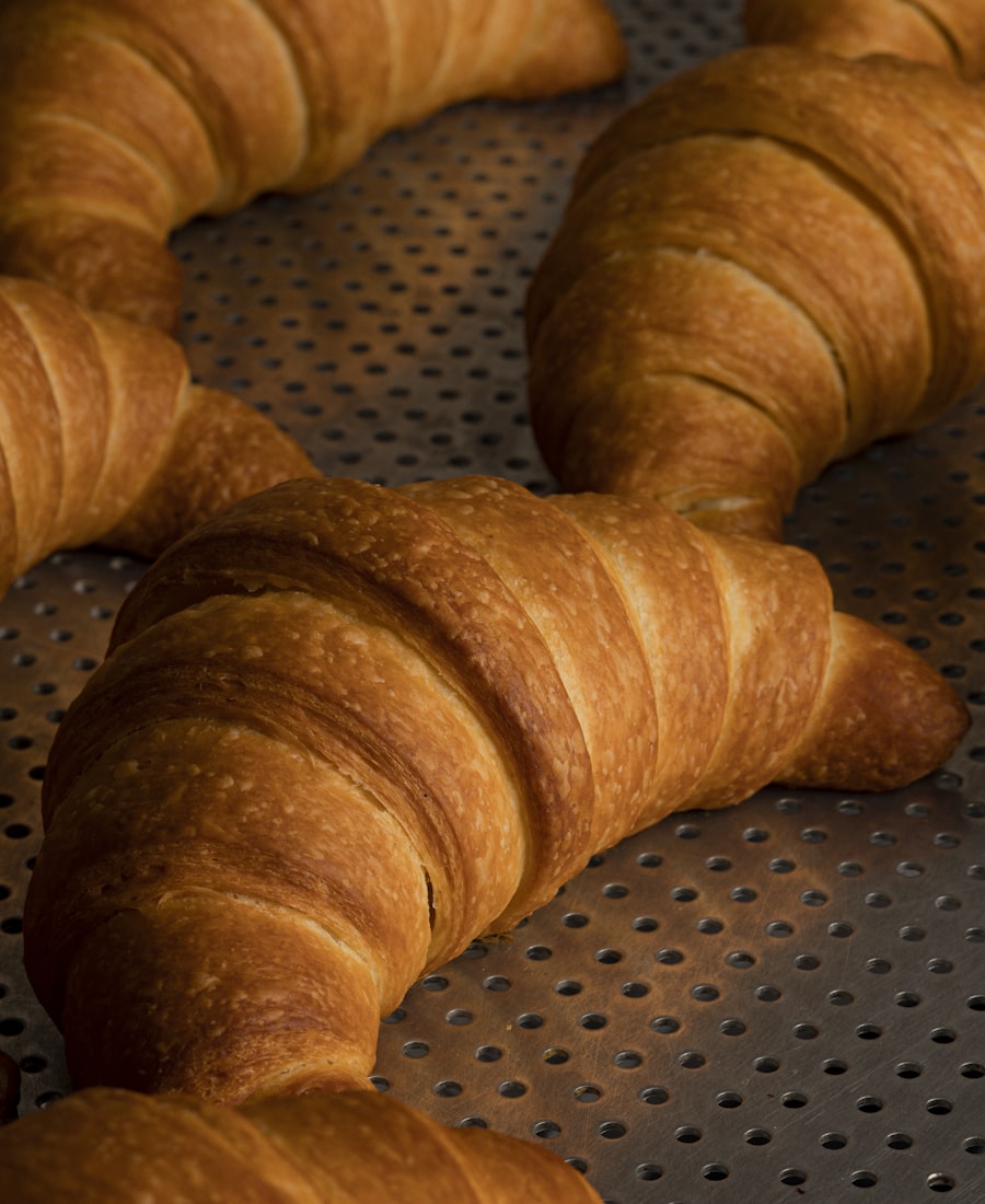 Croissants fresh on the baking tray